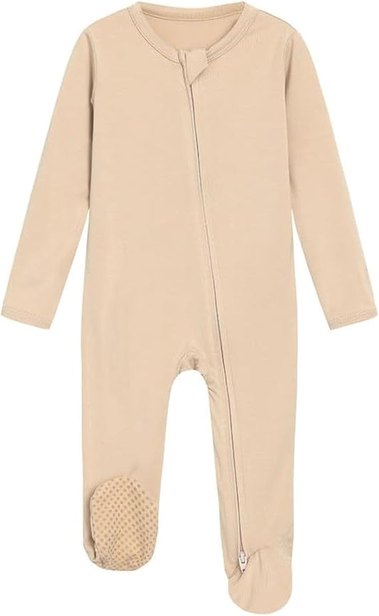 Baby Footie Romper Pajamas Unisex Newborn Infant Footed Pjs Zipper Rompers Viscose from Bamboo Sleepwear