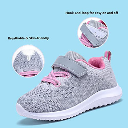 COODO Toddler/Little Kid Boys Girls Shoes Running Sports Sneakers (7 Toddler,Lt.Grey)