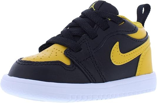 Nike Jordan 1 Low Alt Infant/Toddler Basketball Shoes (DR9747-072, Black/White/Yellow Ochre)