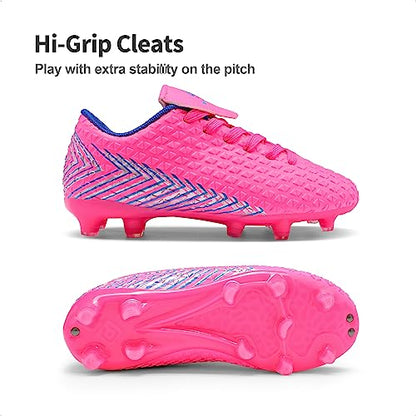 DREAM PAIRS Girls Mega-2k Soccer Cleats Football Shoes Fuchsia Royal Blue Size 2 Little Kid