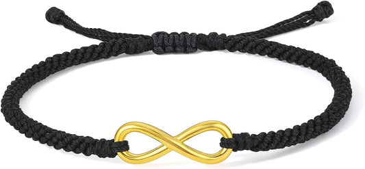 24K Gold Bracelet Infinity Charm Bracelets Love Adjustable Chain Dainty Link Bangle Friendship Braided Rope Personalized Cuff Bangles Stackable Forever Jewelry for Women Men Couples