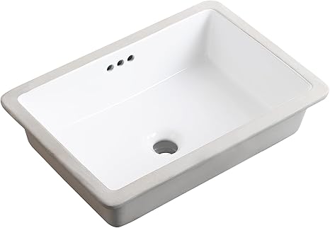 20 Inch Undermount Bathroom Sink Rectangle Undermount Sink White Ceramic Under Counter Bathroom Sink with Overflow (19.8"x13.7")