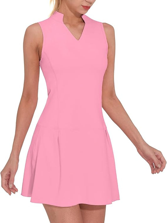 M MOTEEPI Athletic Workout Dress for Women Sleeveless Womens Golf Dress Tennis with Shorts and Pockets