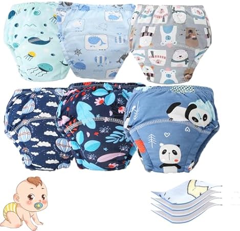 Upairy Training Pants for Boys, Upairy Potty Training Underwear, Reusable Toilet Training Pants Waterproof Breathable (6PCSA, Large)