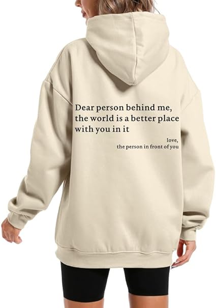 Dear Person Behind Me You Are Enough Hoodie for Women Teen Girls Oversized Aesthetic Graphic Sweatshirt Pullover Top