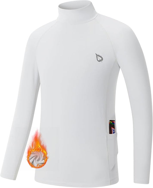 BALEAF Youth Thermal Compression Shirts Boy Undershirts Long Sleeve Turtleneck Fleece Baselayer Baseball Football Soccer