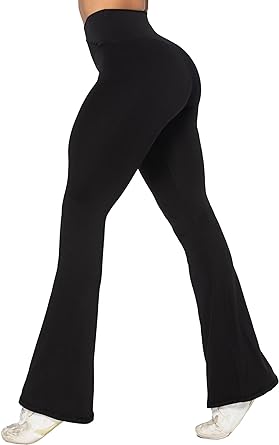 Sunzel Womens Flare Leggings No Front Seam Flare Yoga Pants with Tummy Control Crossover High Waist and Wide Leg