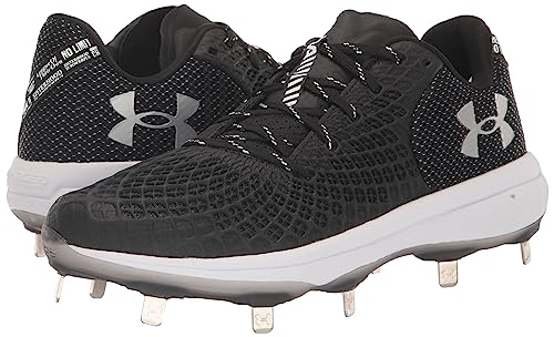 Under Armour Women's Glyde 2.0 MT Softball Shoe, (001) Black/Black/Metallic Silver, 5.5