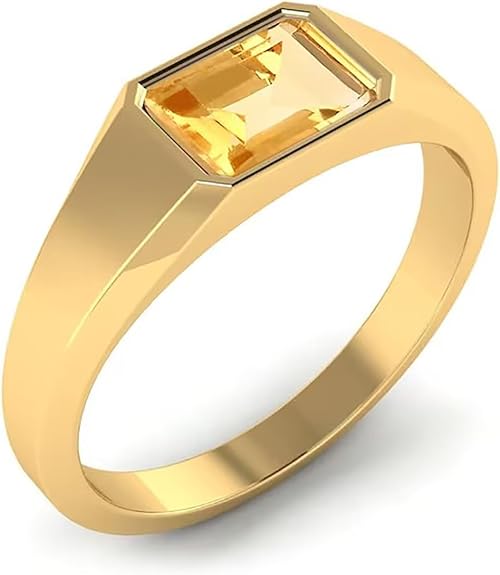 10K 14K 18K Solid Gold 1 Carat Gemstone Engagement Ring for Men Emerald Cut Gemstone Ring Men_ã_s Gift for Birthday Anniversary Christmas Fathers Day