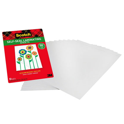 Scotch 3M Self-Sealing Laminating Sheets, 9x12" letter size LS854SS10, 10 sheets