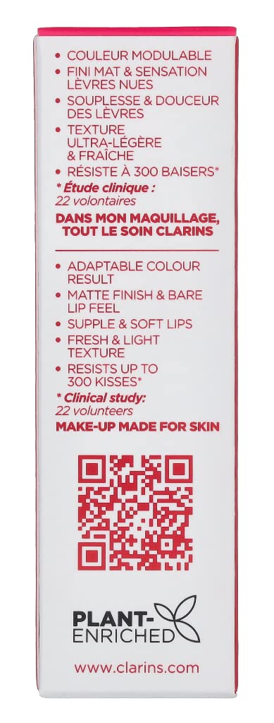Clarins Water Lip Stain | Matte Finish | Moisturizing and Softening | Buildable, Transfer-Proof, Mask-Proof, Lightweight and Long-Wearing