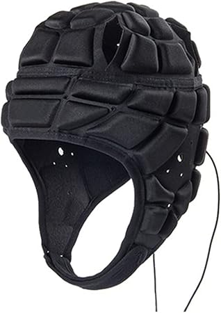 Rugby Helmet Soft Shell Headgear 7v7 Soccer Goalie Foam Padded Head Protector Support Goalkeeper Adjustable Autism Helmet Rugby Flag Football Helmet for Youth Adults