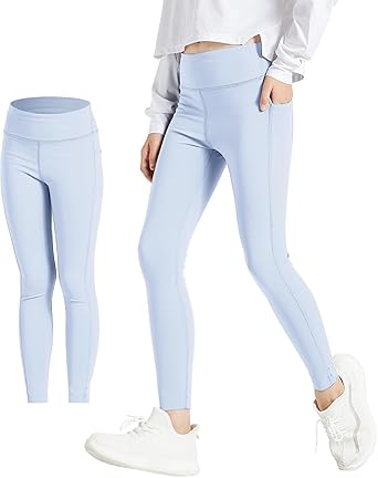 Girls Leggings with 2 Pockets Soft Stretchy Athletic Leggings for Girls Dance Workout Running Yoga Activewear
