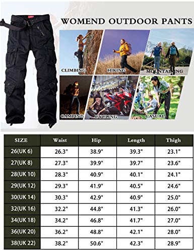 XNMAYA Cargo Pants for Women, Military Army Camo Combat Trousers,Work Camping Hiking Casual Pants with Pockets Black US 18