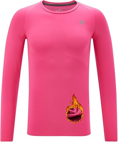 DEVOROPA Youth Boys Compression Thermal Shirt Long Sleeve Fleece Baselayer Soccer Baseball Undershirt