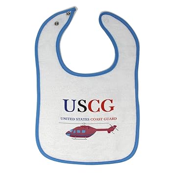 Toddler & Baby Bibs Burp Cloths Coast Guard USCG United States Coast Guard Cotton Baby Items for Baby Girl & Boy White Blue Design Only