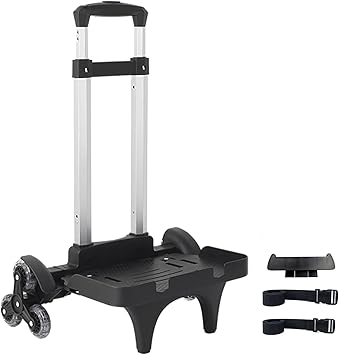 Backpack Trolley Wheeled Cart- Foldable Aluminium Alloy Hand Truck with 6 Wheels and Luggage Strap for Backpacks and Travel Luggage, Backpack Cart with Edge Guard Base, Rolling Backpack Dolly