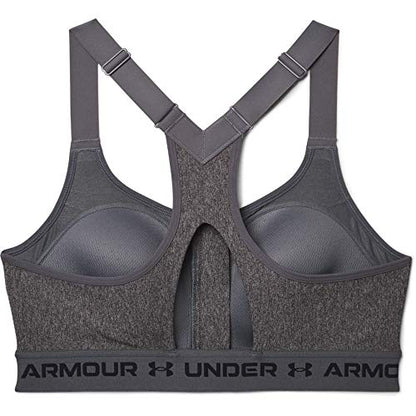 Under Armour Women's Armour High Crossback Heather Zip Bra , Charcoal Light Heather (019)/Black , 34D