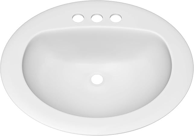 PROFLO PF20174 Rockaway 20-1/2" Oval Vitreous China Drop In Bathroom Sink with Overflow and 3 Faucet Holes at 4" Centers - White