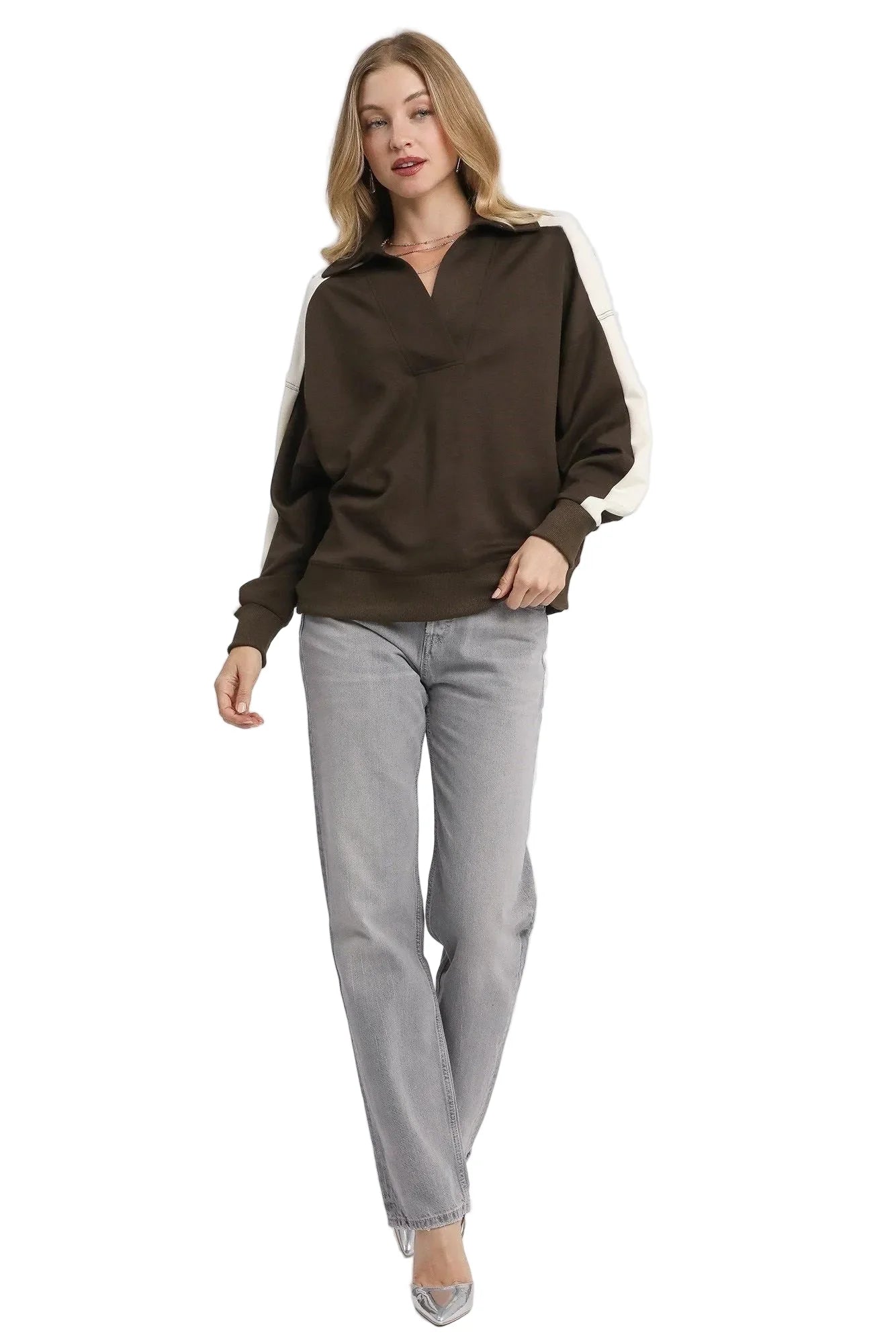 Color Block Polo Sweatshirt