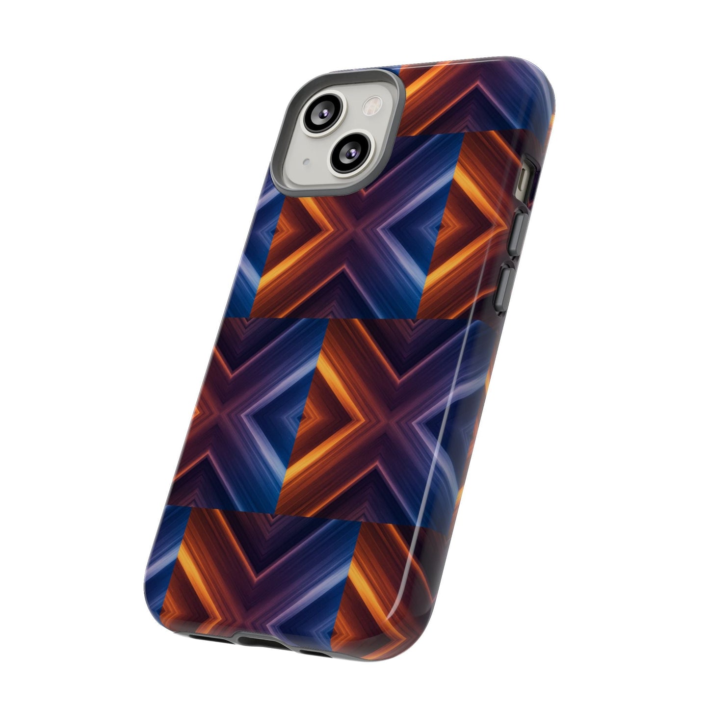 Stylish Tough Phone Case With Blue & Orange Abstract Design