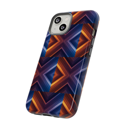 Stylish Tough Phone Case With Blue & Orange Abstract Design