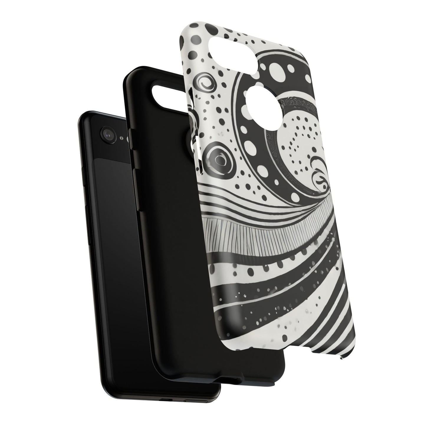 Artistic Black & White Swirl Tough Phone Case