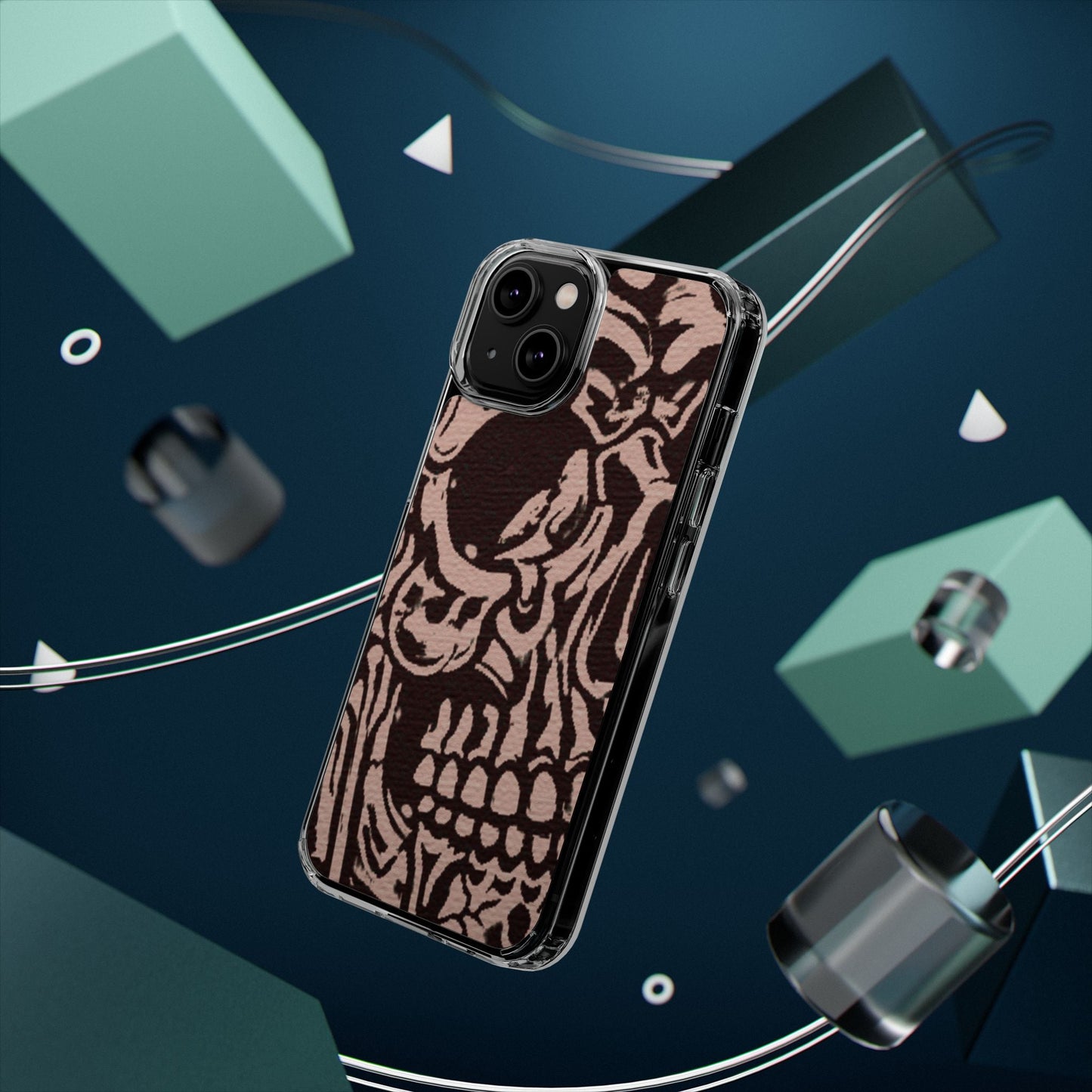 Gothic Abstract Skull Clear Phone Case
