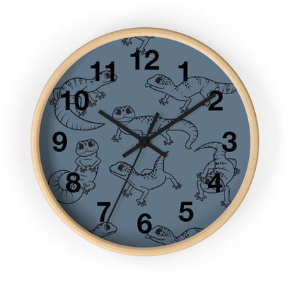 Playful Geckos 10" Wooden Wall Clock
