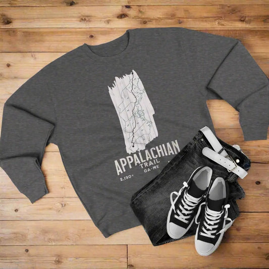 Appalachian National Scenic Trail Unisex Fit Crewneck Sweatshirt White Blaze Map