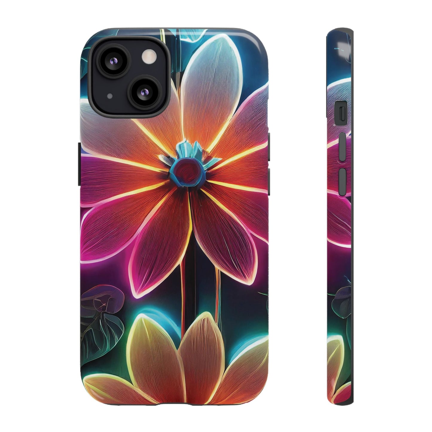 Vibrant Neon Flowers Tough Phone Case