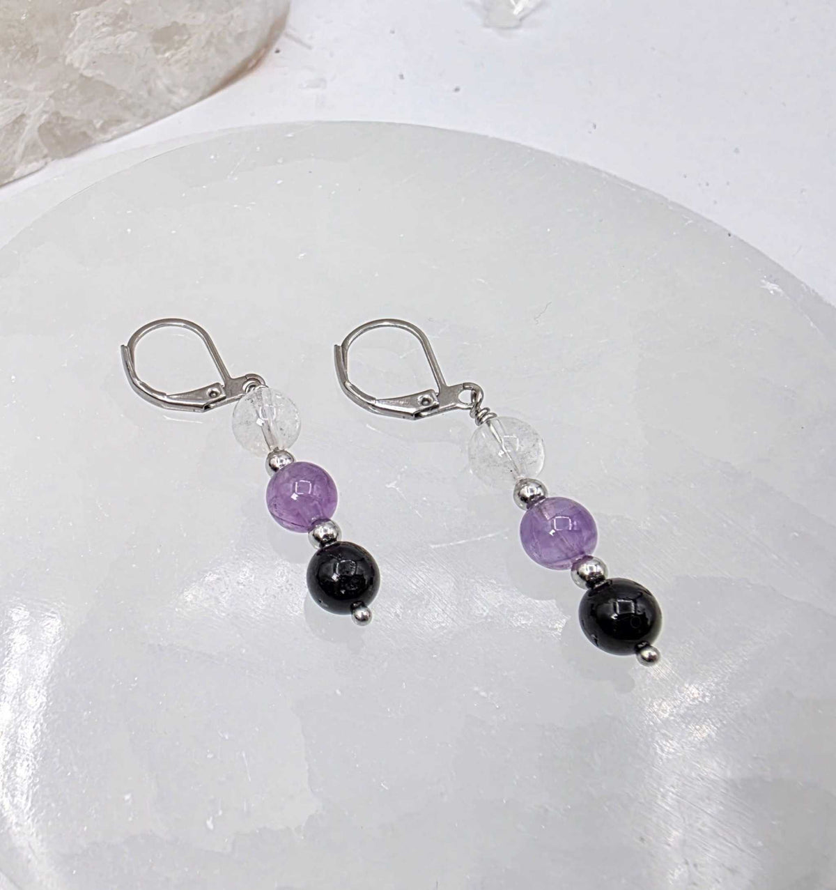SACRED SPACE - Clear Quartz, Amethyst, Black Onyx Jewelry Set