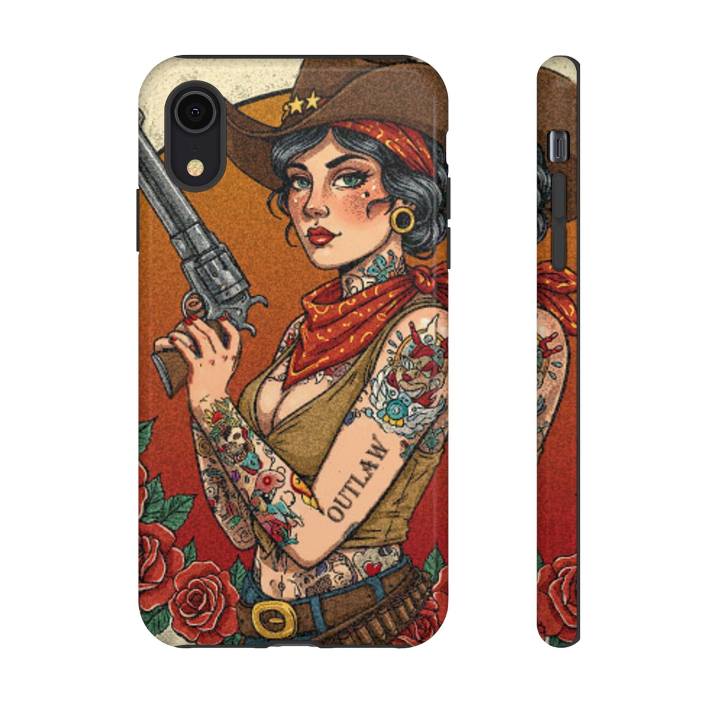 Vintage Western Tough Phone Case with Outlaw Design