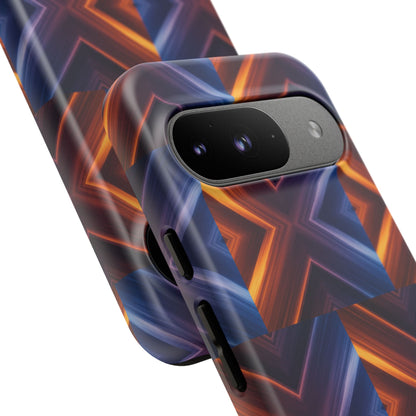 Stylish Tough Phone Case With Blue & Orange Abstract Design