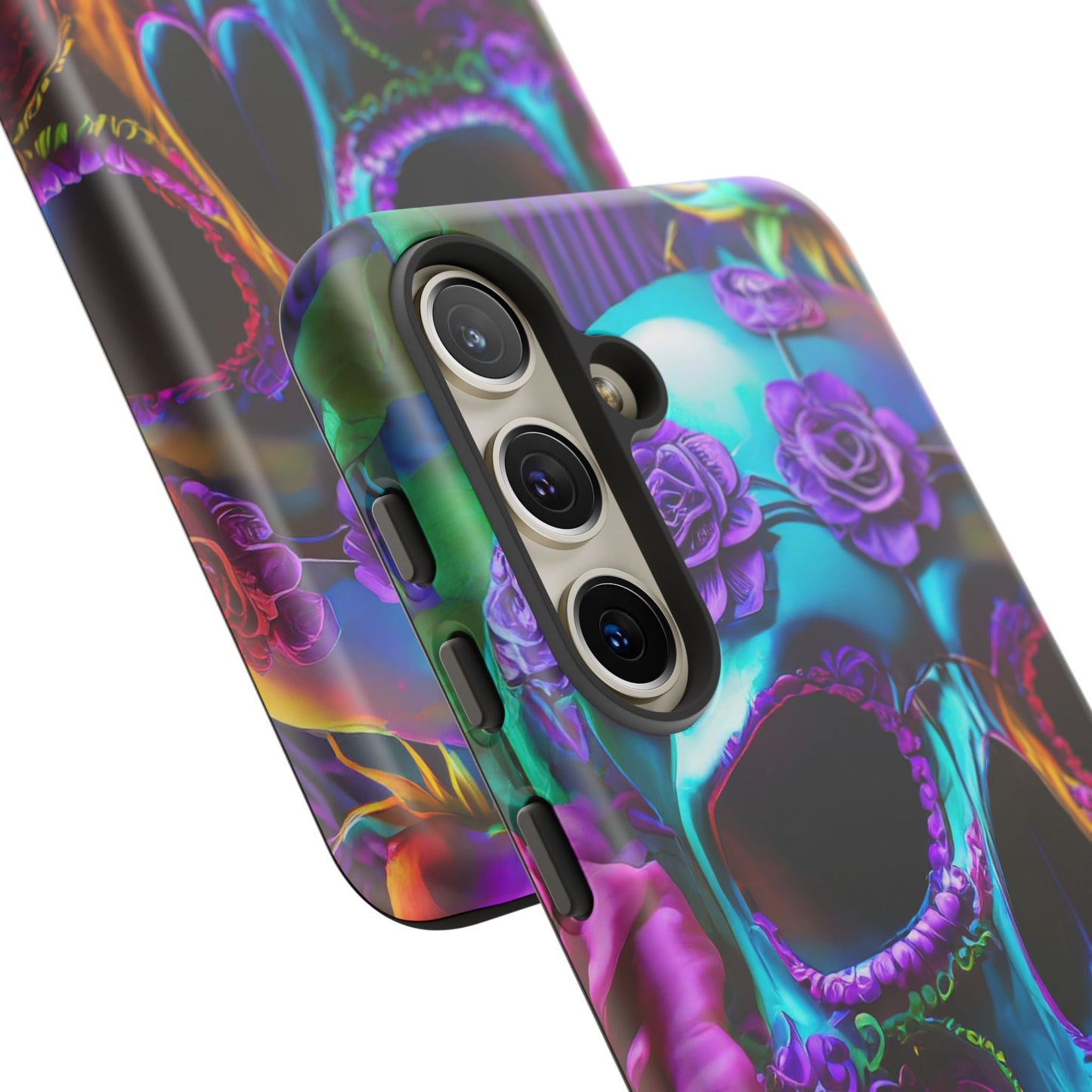 Neon Skull and Roses Vibrant Tough Phone Case