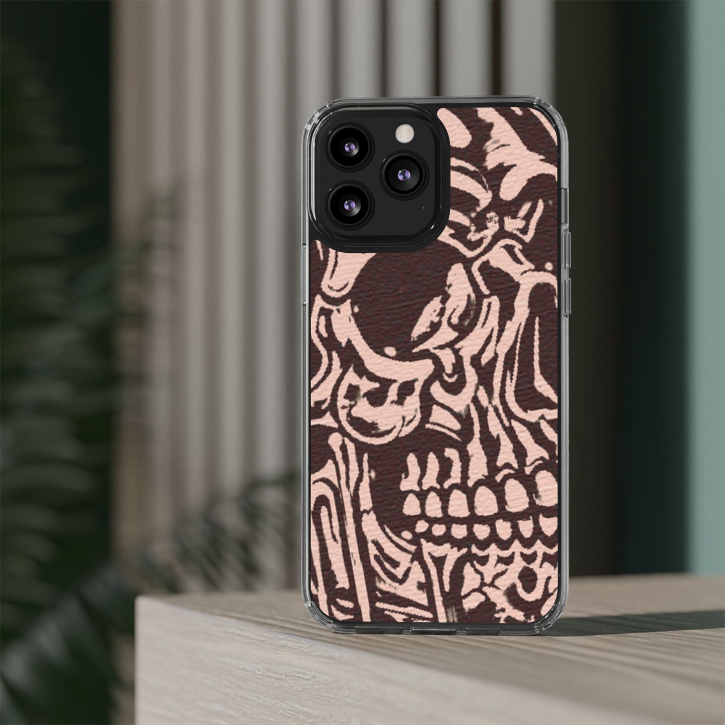 Gothic Abstract Skull Clear Phone Case