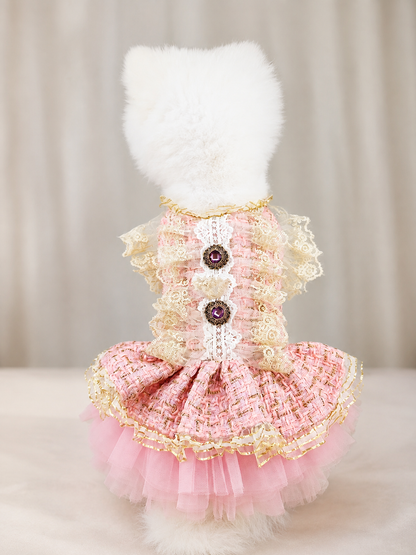 Vintage Pink Tweed Dog Dress