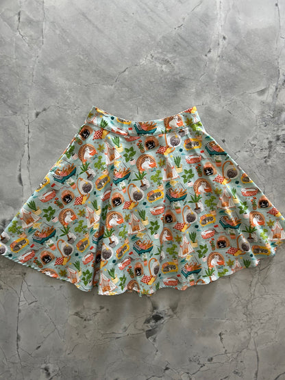 Cats & Plants Skater Skirt