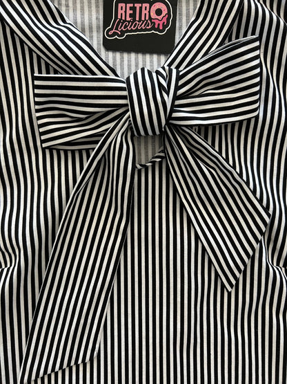 Black Striped Bow Top - 4X only