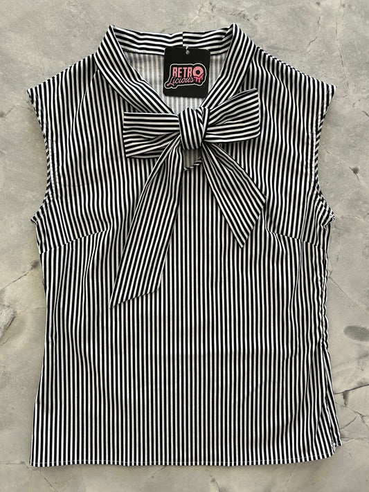 Black Striped Bow Top - 4X only