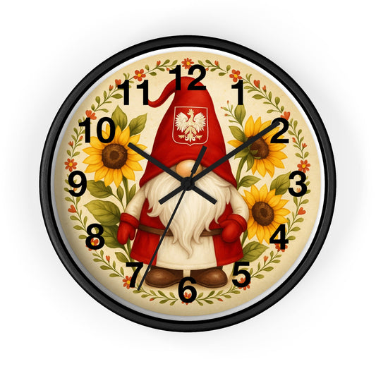 Polish Sunflower Gnome Wall Clock