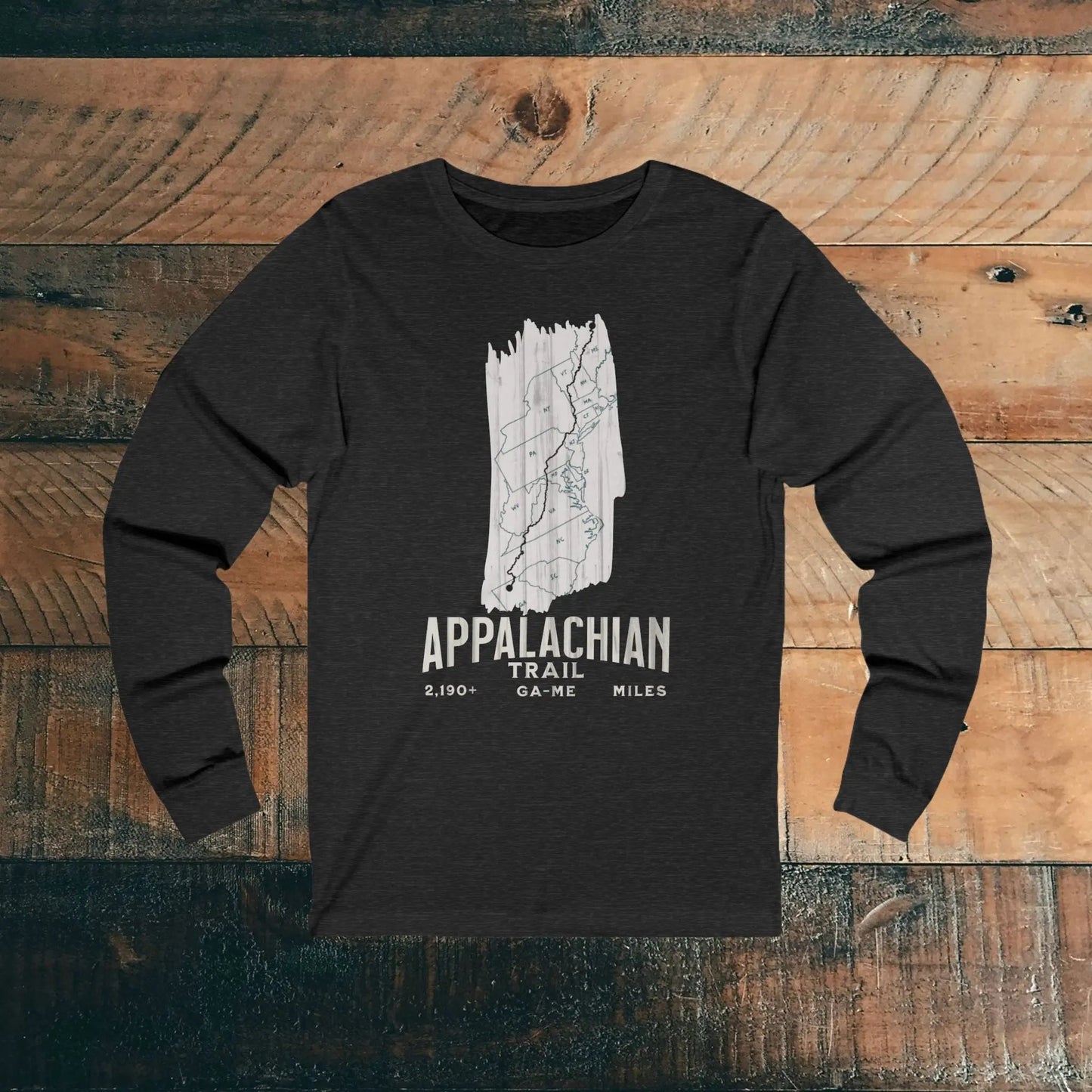 Appalachian National Scenic Trail Unisex Fit Long Sleeve T-shirt AT White Blaze Map