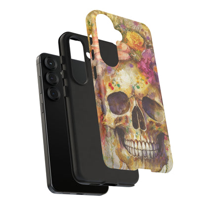 Unique Floral Skull Tough Phone Case