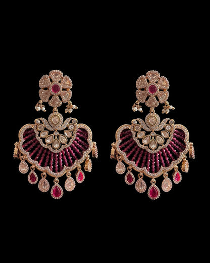 DER902 Haifa Polki earrings - Ruby( READY TO SHIP )