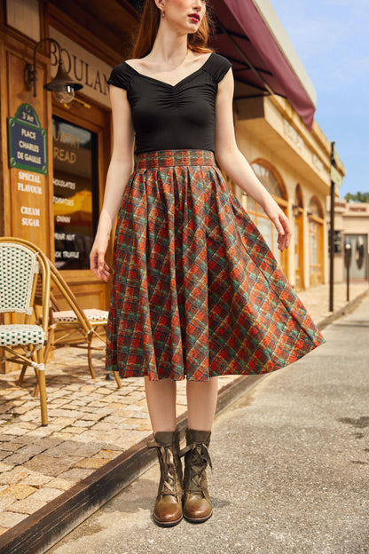 Red Plaid Doris Skirt