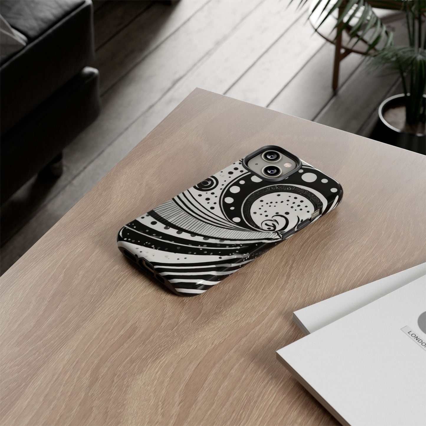 Artistic Black & White Swirl Tough Phone Case