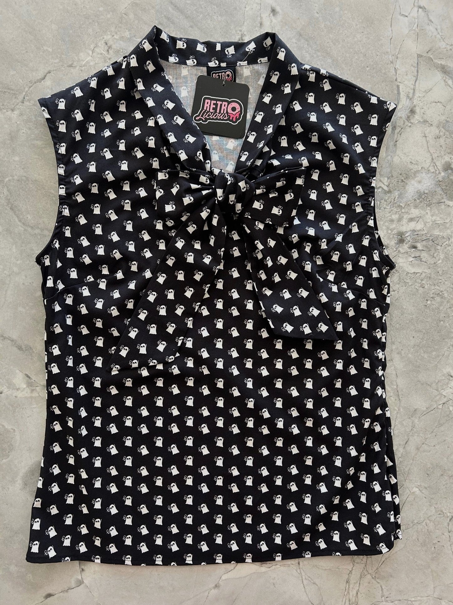 Mini Ghosts Bow Top - XL only, 1 left!