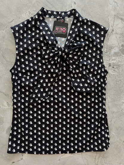 Mini Ghosts Bow Top - XL only, 1 left!