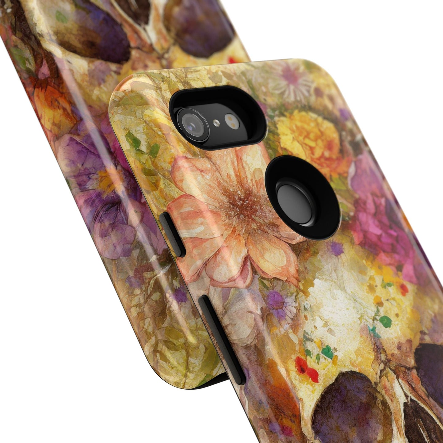 Unique Floral Skull Tough Phone Case