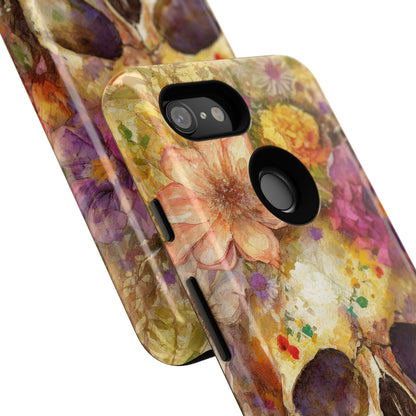 Unique Floral Skull Tough Phone Case